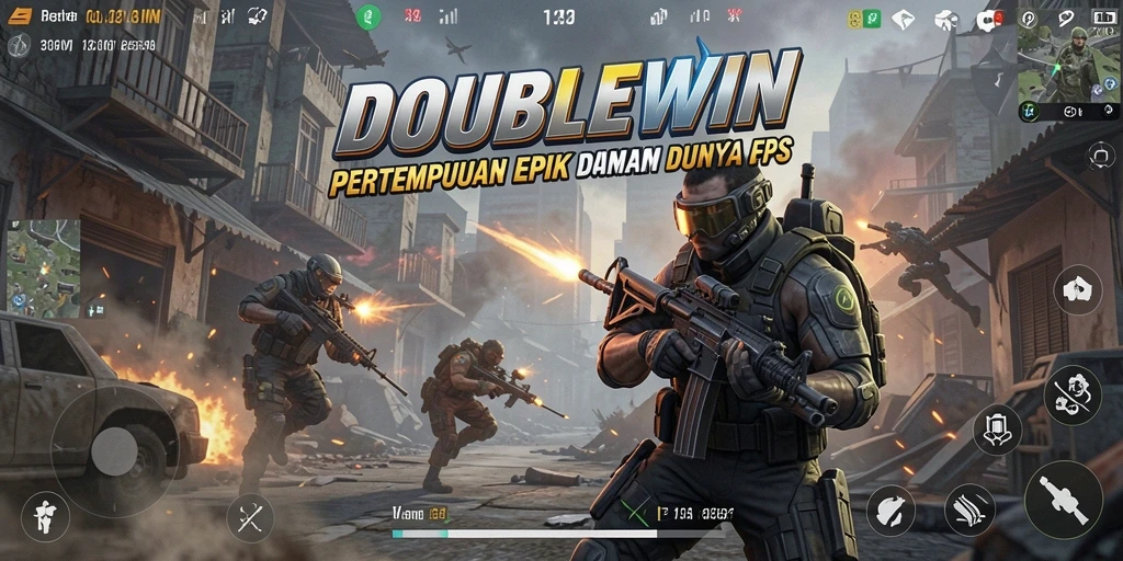 Tampilkan momen seru dalam gameplay FPS DOUBLEWIN.