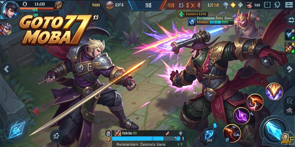 Screenshot permainan GOTO77 menampilkan aksi seru dalam pertempuran MOBA.