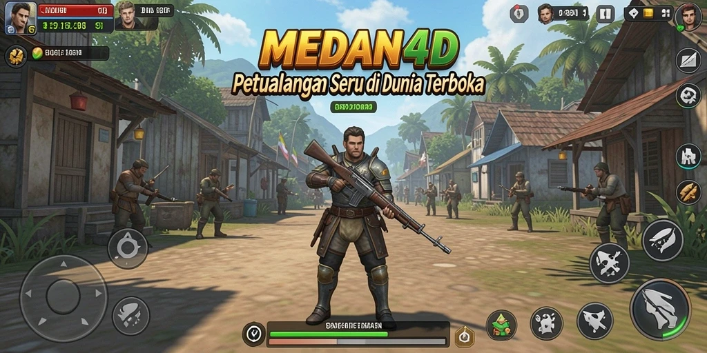 Screenshot gameplay MEDAN4D menampilkan eksplorasi dunia terbuka yang luas.
