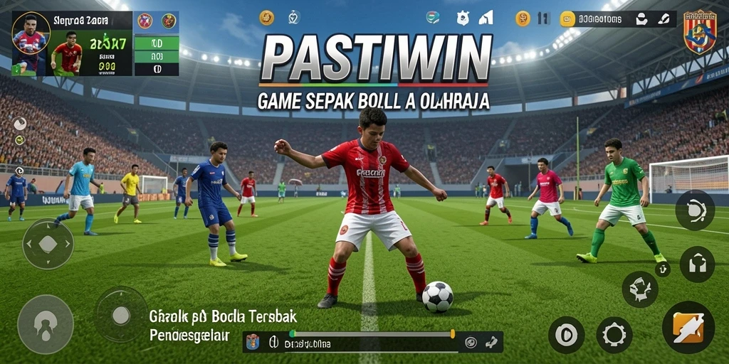 Screenshot PASTIWIN menampilkan aksi seru dalam pertandingan sepak bola.
