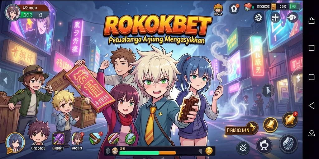 Screenshot ROKOKBET memperlihatkan aksi karakter dalam dunia Anime yang penuh warna.
